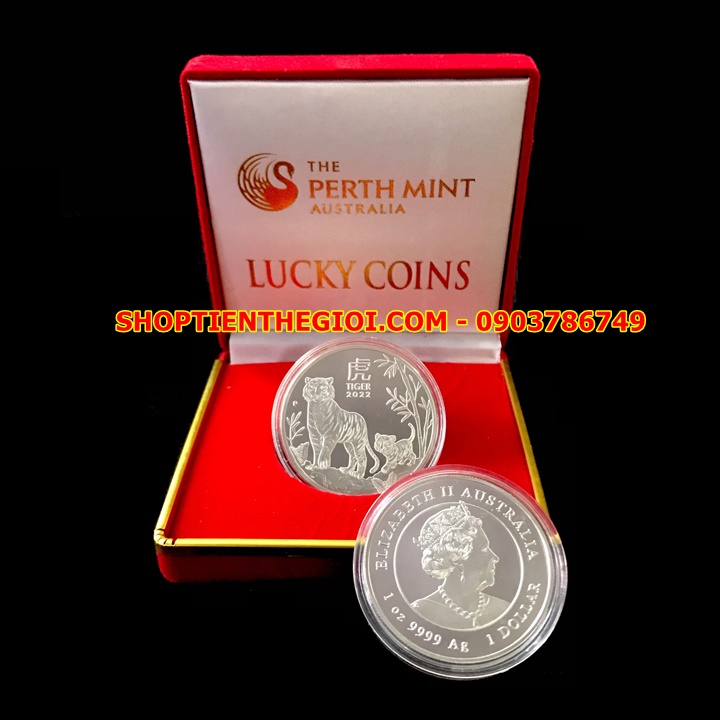 Xu Úc Hình Con Cọp Mạ Bạc 2022 tặng hộp nhung - SP005410